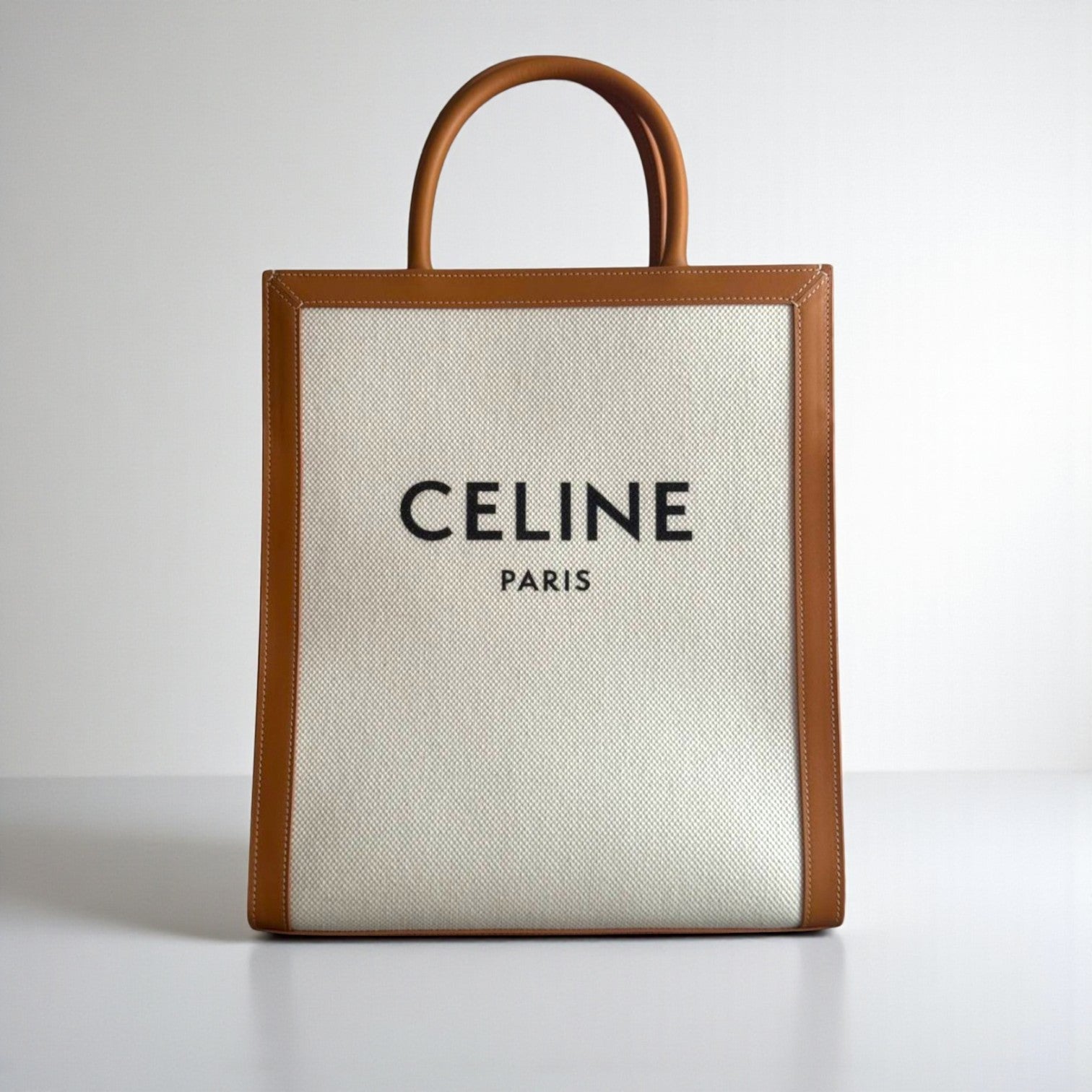 Celine Vertical Cabas Triomphe Canvas Calfskin 32x28x8cm