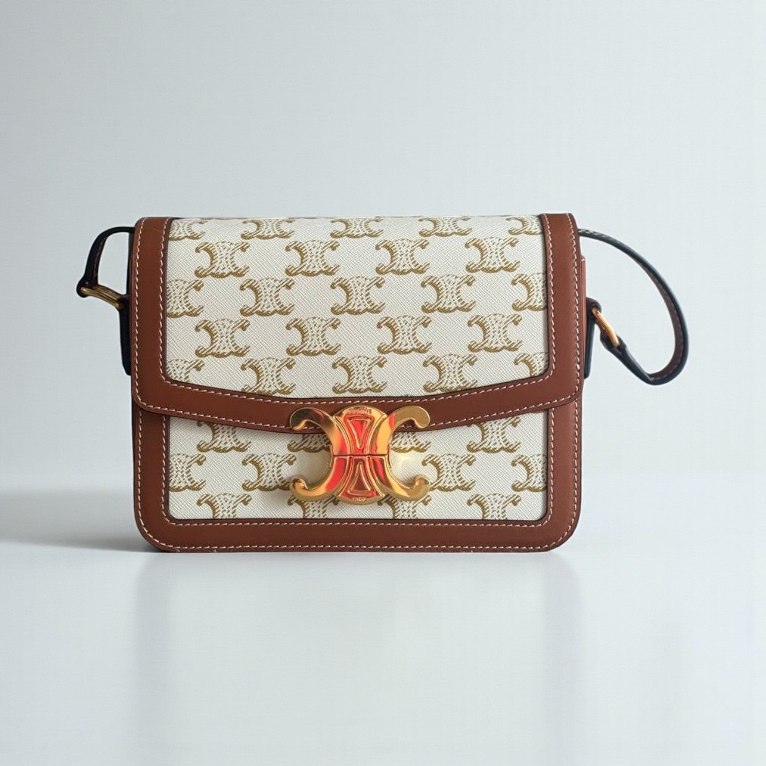 Celine Mini Classique Triomphe Canvas Calfskin 15x18x6cm