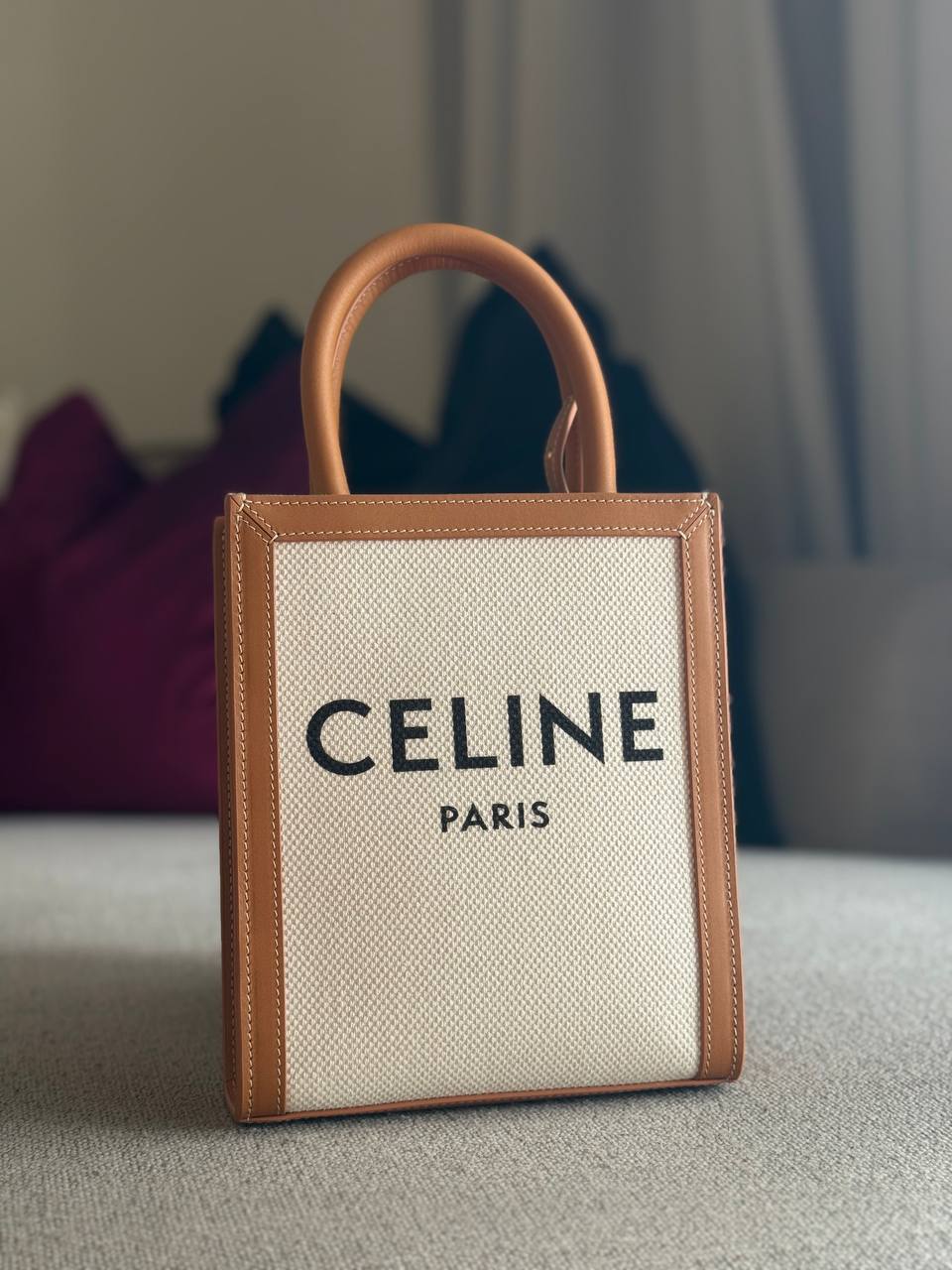 Celine Mini Vertical Cabas Triomphe Canvas 20x16.5x5cm