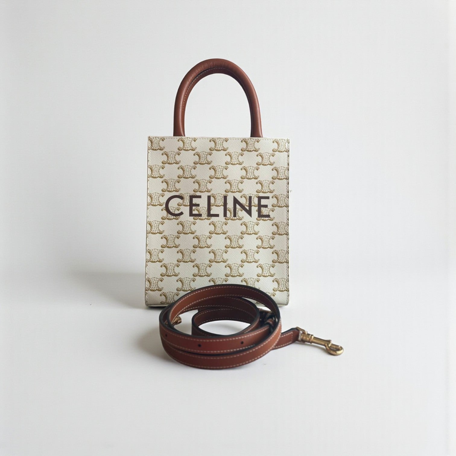 Celine Mini Vertical Cabas Triomphe Canvas 20x16.5x5cm
