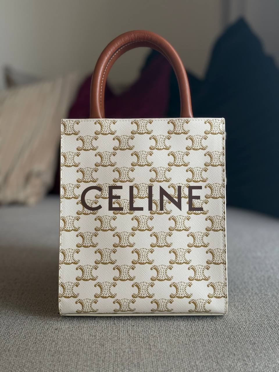Celine Mini Vertical Cabas Triomphe Canvas 20x16.5x5cm