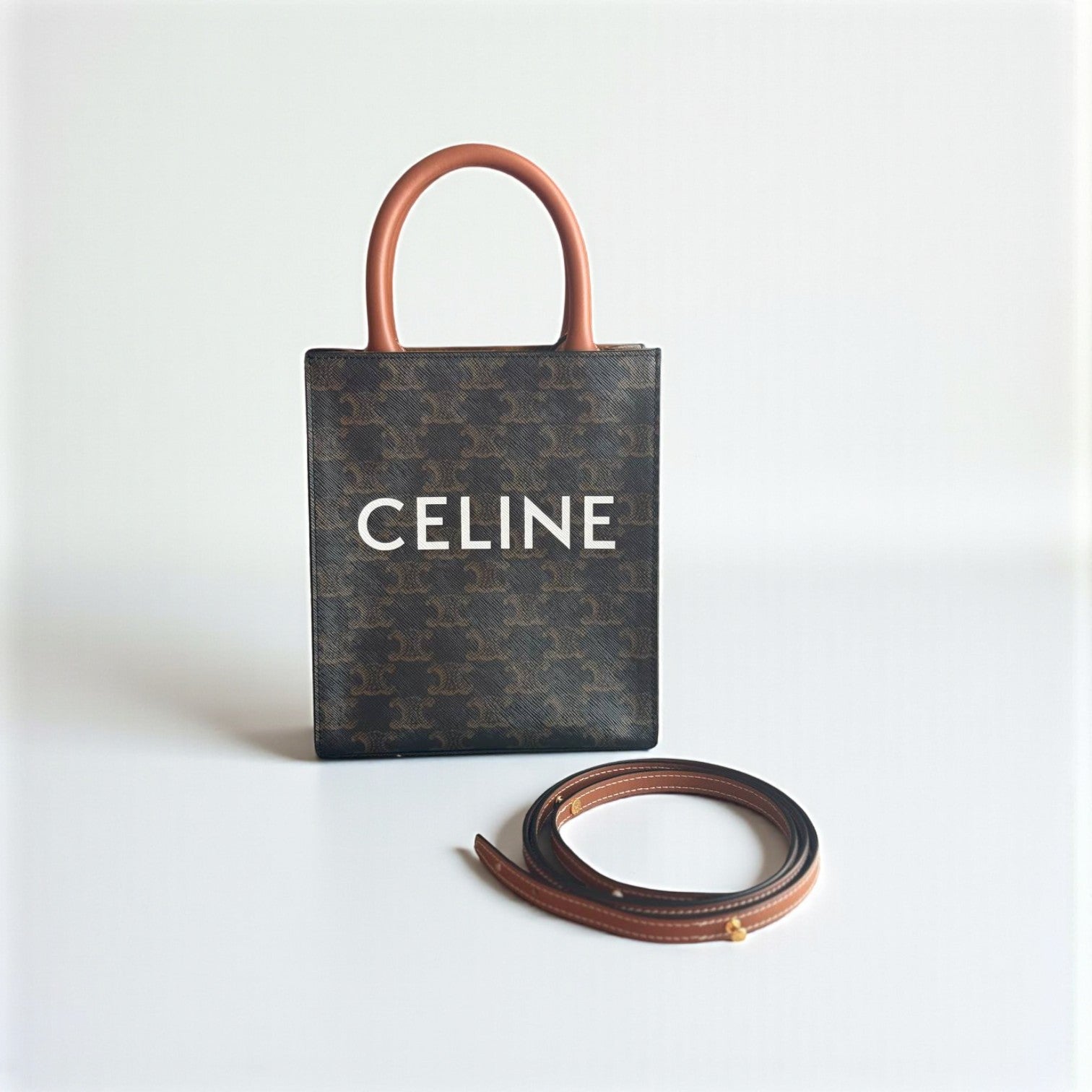 Celine Mini Vertical Cabas Triomphe Canvas 20x16.5x5cm