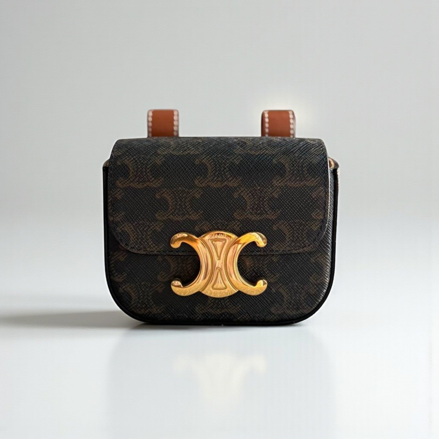 Celine Mini Triomphe Belt Bag Pouch Canvas 8x11.5x4cm