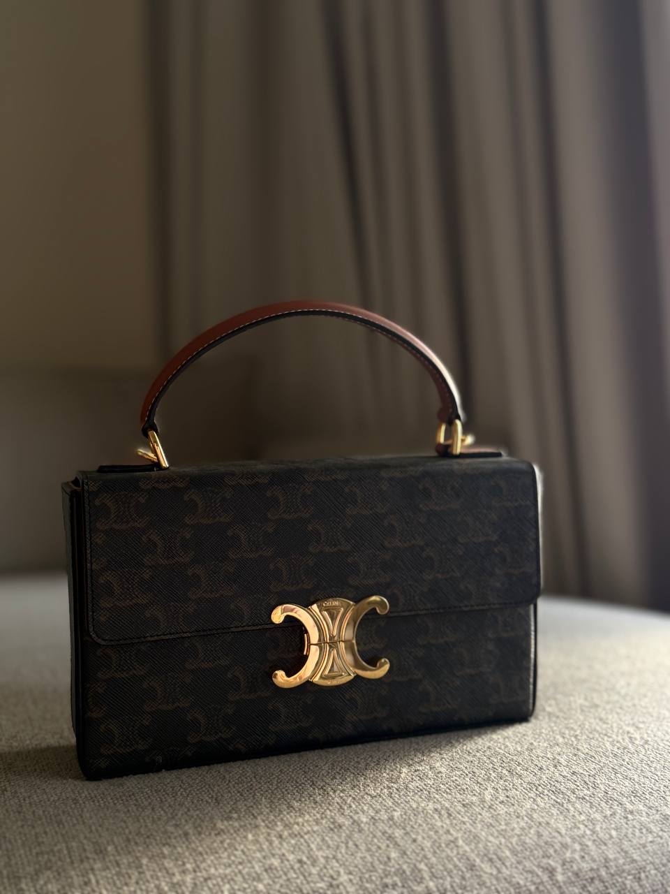 Celine Box Triomphe Bag Canvas 13x23x5cm
