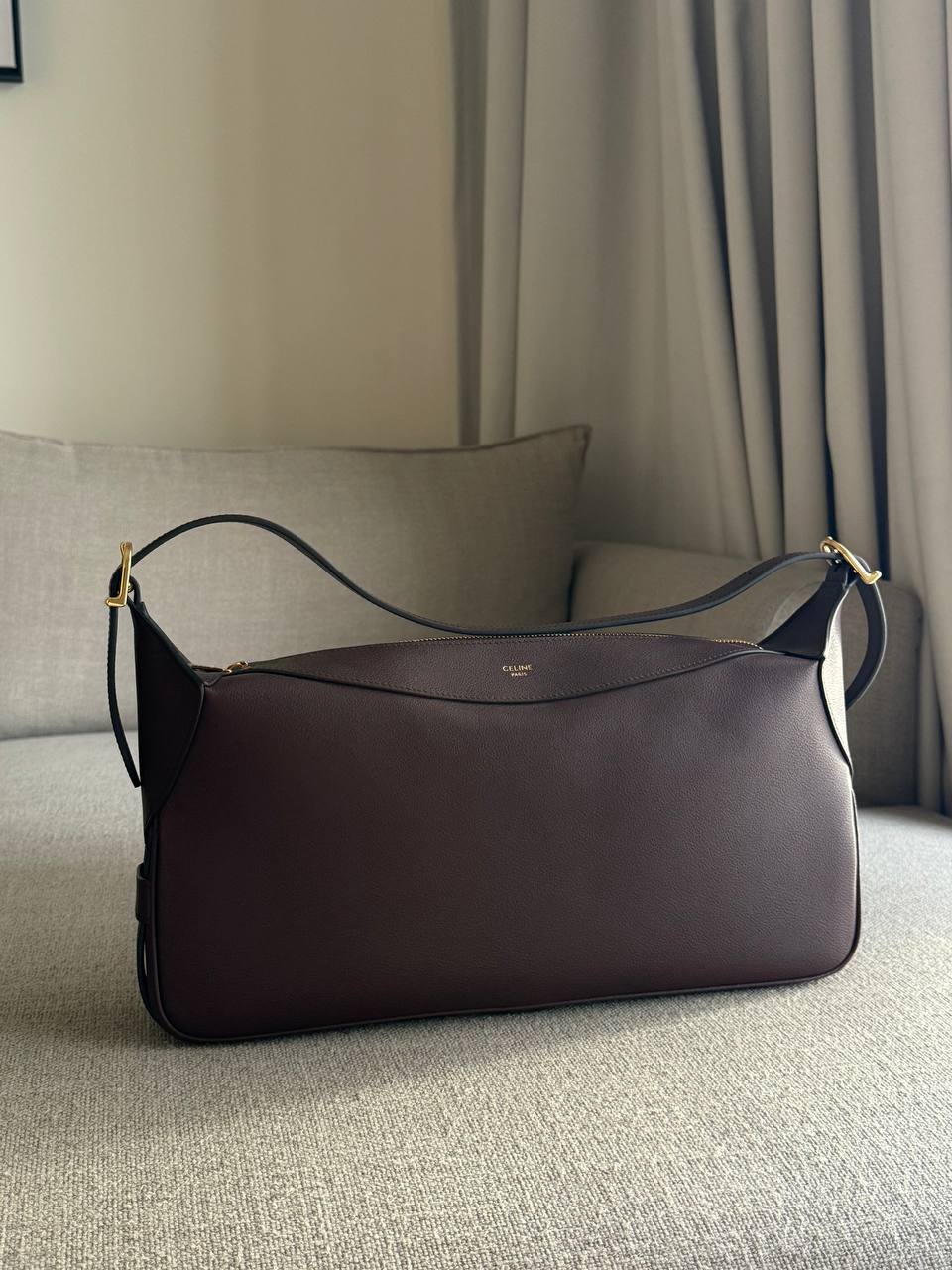 Celine Romy Leather Shoulder Bag Smooth Grained Leather 19x36.5x5.5cm