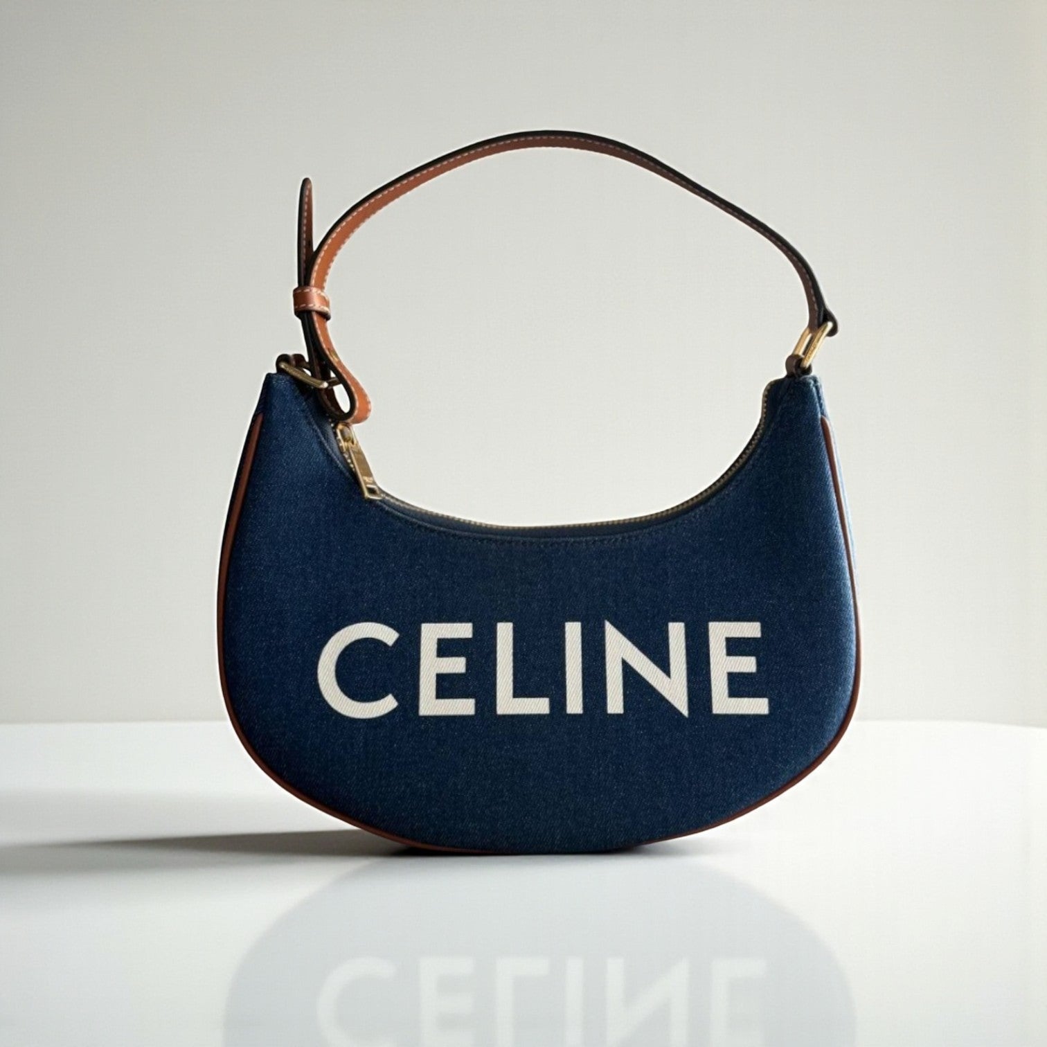 Celine Ava Handbag Blue Denim Calfskin 17x24.5x7cm