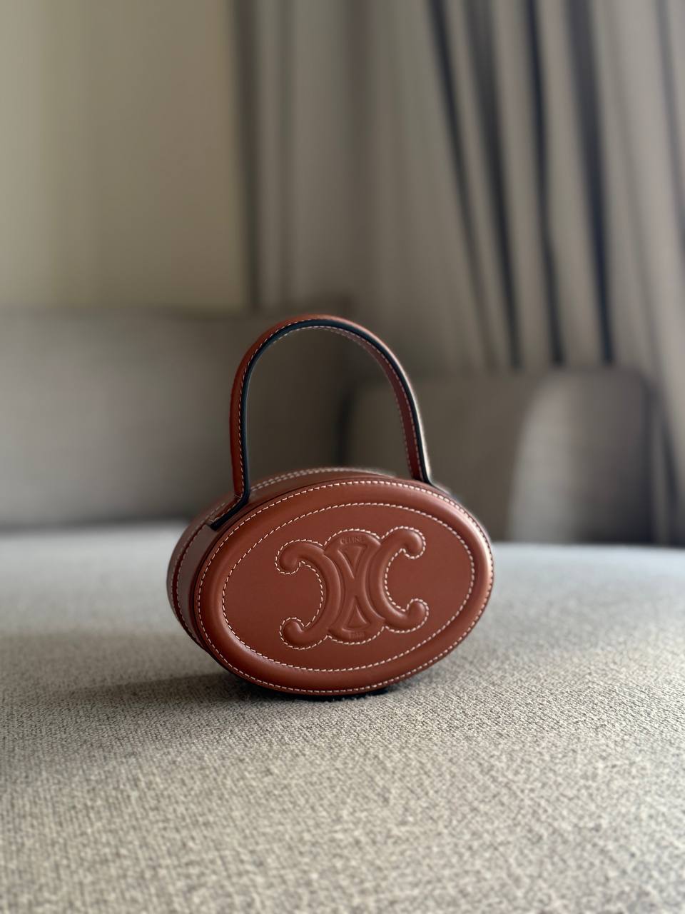 Celine Oval Minaudiere Triomphe Mini Bag Calfskin 10x14.5x5.5cm