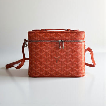 Goyard Muse Vanity Case Bag Orange Goyardine Canvas 20x16x14cm