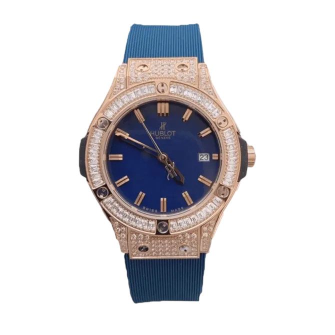 Classic Fusion Titanium Pavé 33mm Rose Gold Rubber Strap