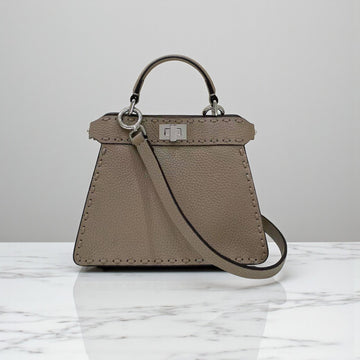 Fendi ISeeU Bag Dove Grey Grained Calfskin Leather, 20 cm