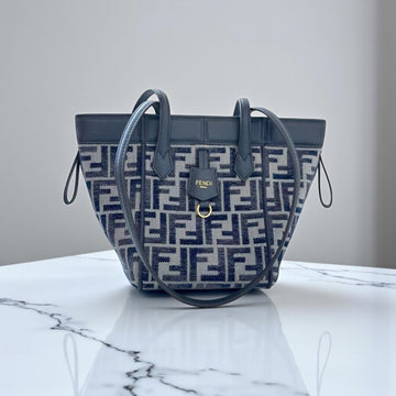 Fendi Origami Bag Blue Fabric with Jacquard FF Motif