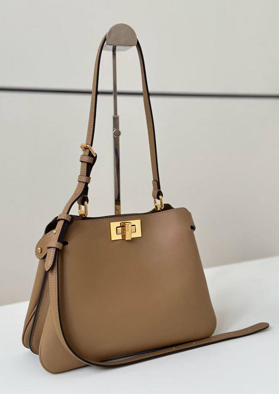 Fendi Peekaboo Soft Small Beige Calfskin Bag, 27 cm