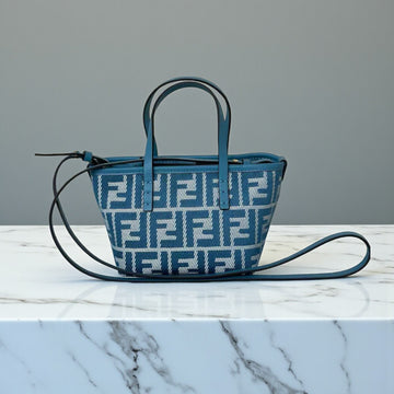 Fendi Mini Roll FF Bag Blue – Denim-Effect Jacquard