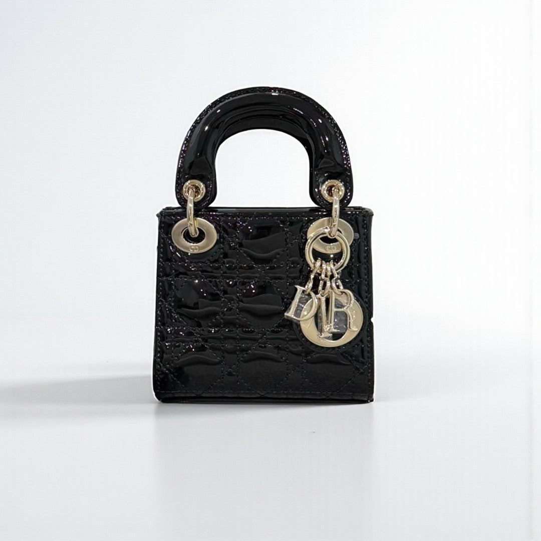 Lady Dior Micro Bag Black Patent Leather 12 cm