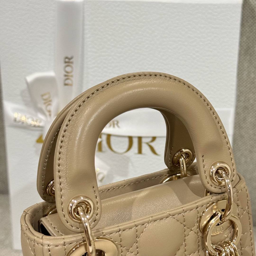 Lady Dior Micro Bag Olive Green Cannage Lambskin 12cm