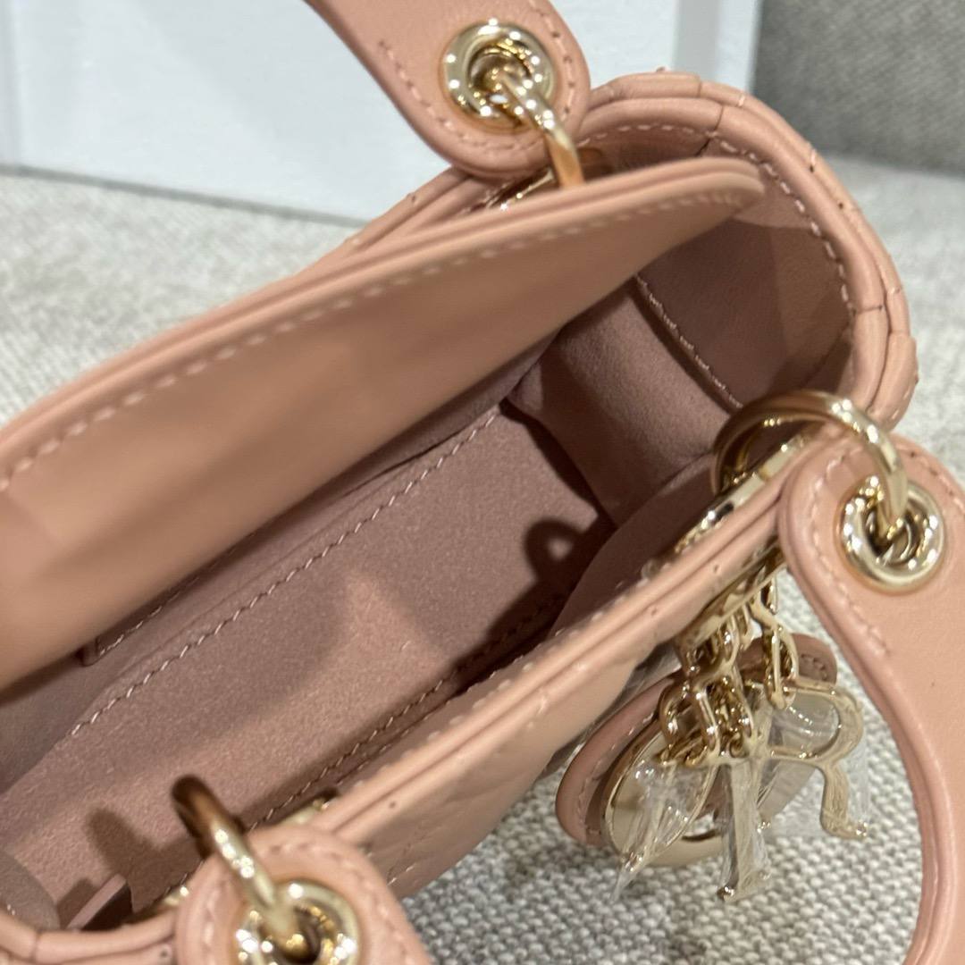 Lady Dior Micro Bag Rose des Vents Cannage Lambskin 12cm