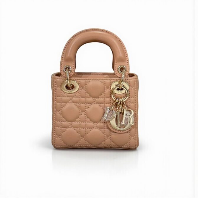 Lady Dior Micro Bag Rose des Vents Cannage Lambskin 12cm