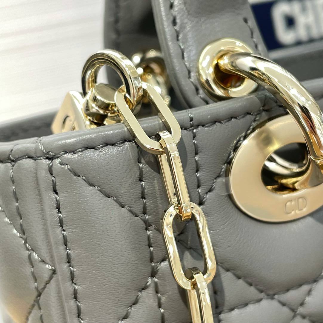 Dior Lady D-Joy Micro Bag 16cm Gray Cannage Lambskin