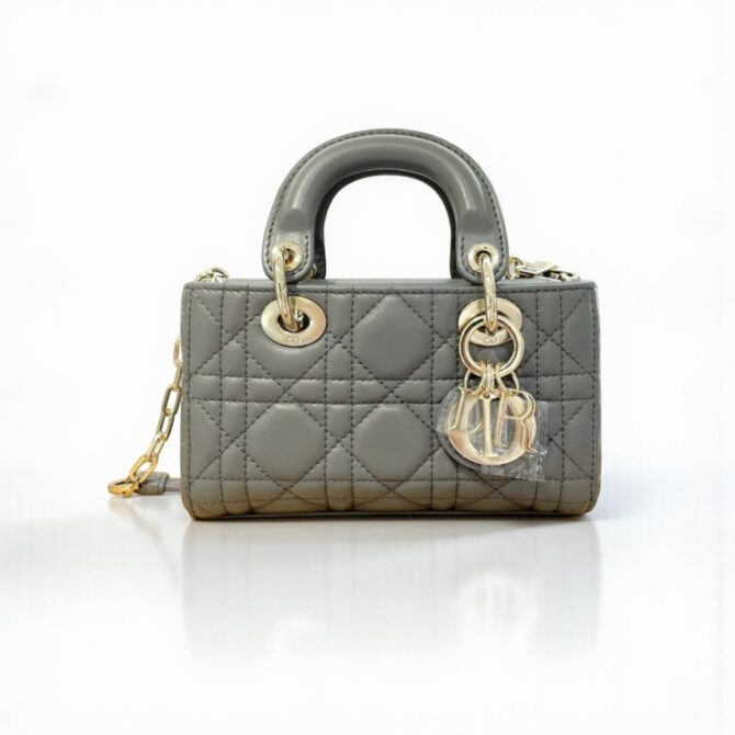 Dior Lady D-Joy Micro Bag 16cm Gray Cannage Lambskin