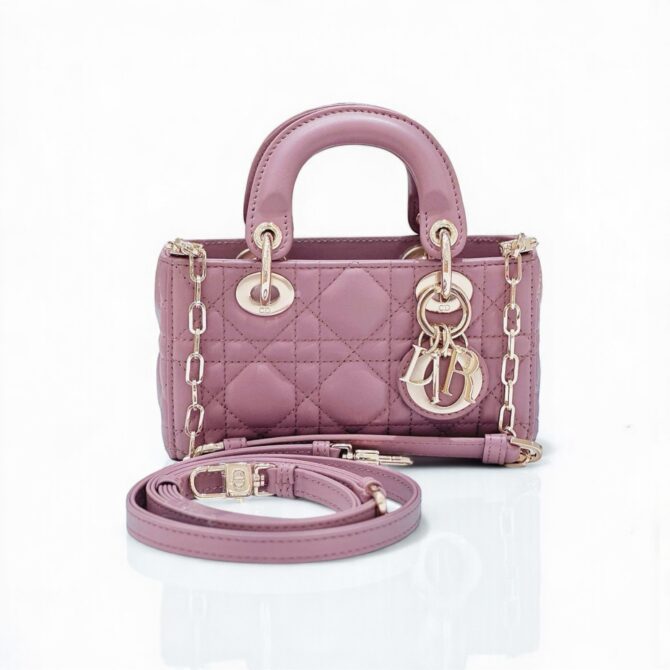 Dior Lady D-Joy Micro Bag 16cm Peony Powder Lambskin
