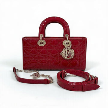 Lady D-Joy Medium Bag 26cm Red Patent Leather