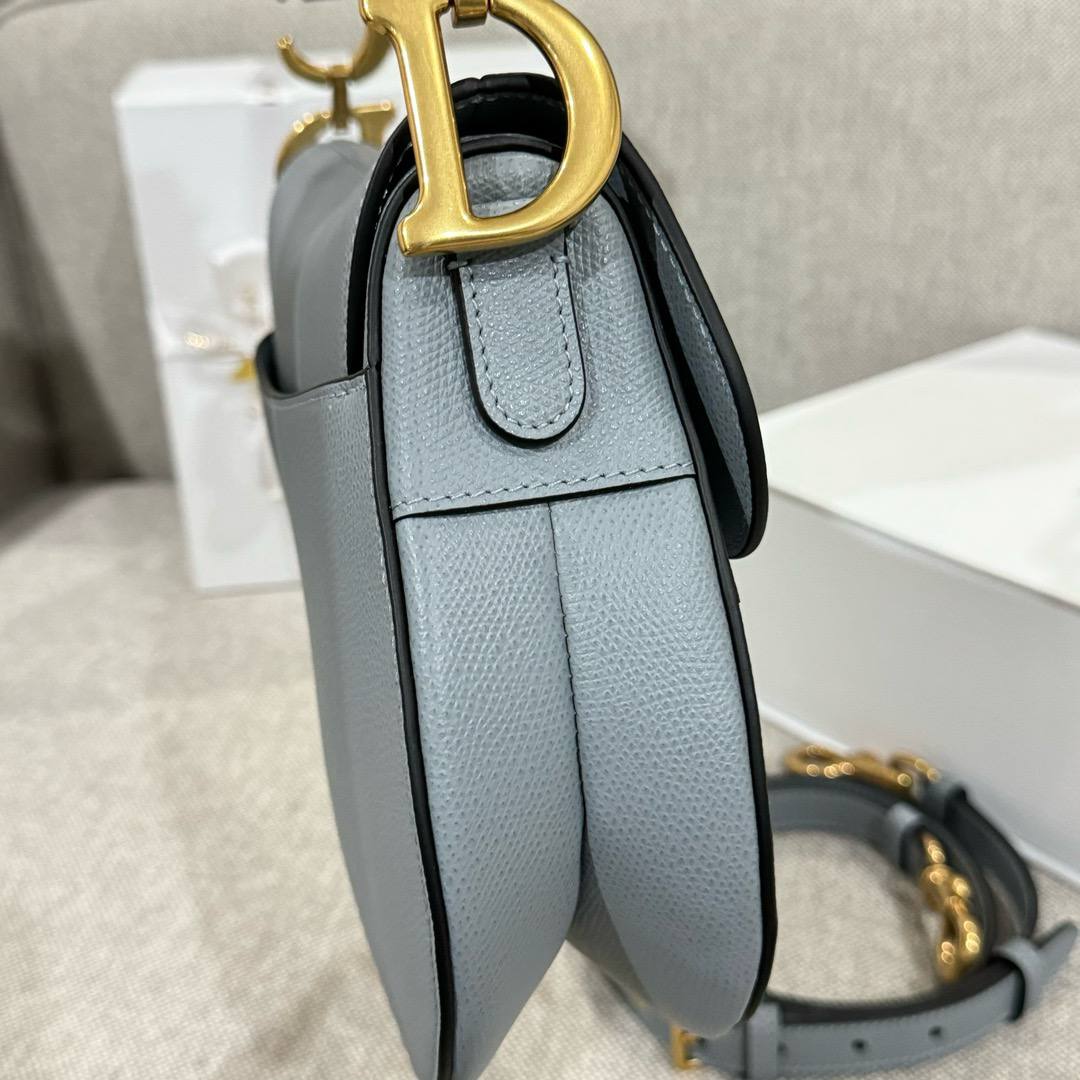Dior Saddle Bag 24cm Blue Gray Cannage Calfskin Leather