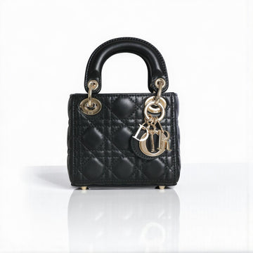 Mini Lady Dior Bag 17cm Black Cannage Lambskin Gold Hardware