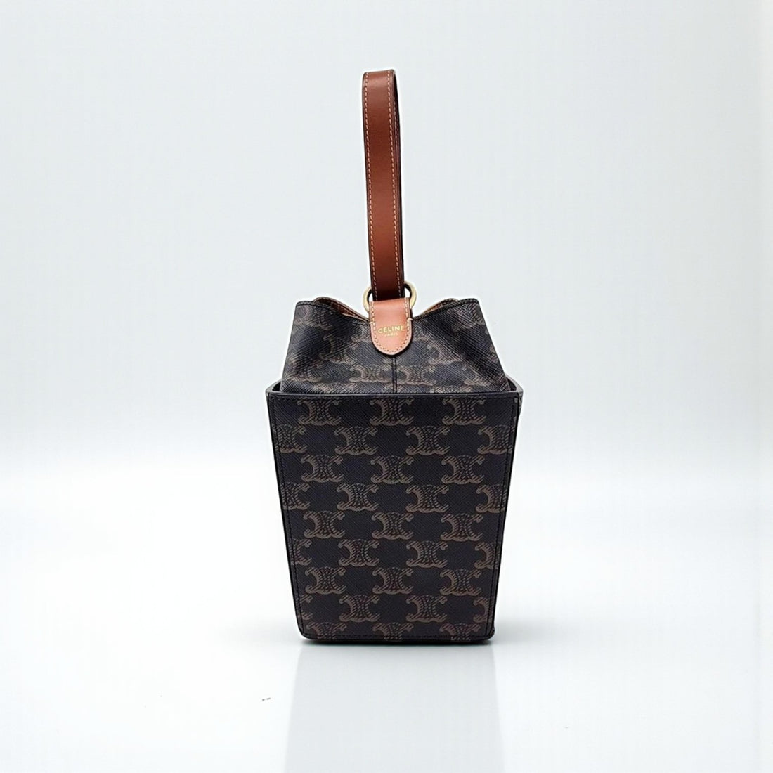 Celine Strap Box Top Handle Bag Triomphe Canvas 14.5x11x11cm