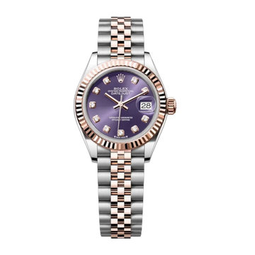 Lady-Datejust Oyster 28mm in Rose Gold with Purple Dial