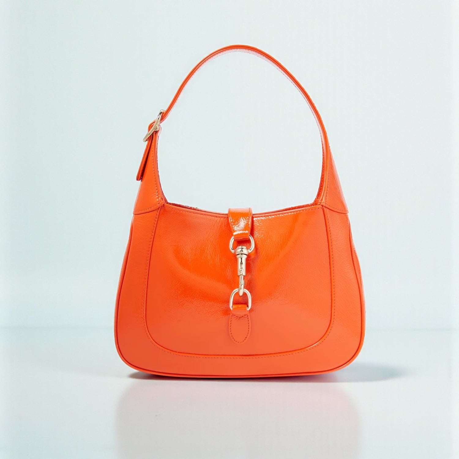 Gucci Jackie Small Shoulder Bag, Orange Patent Leather, 27.5 x 19 x 4 cm