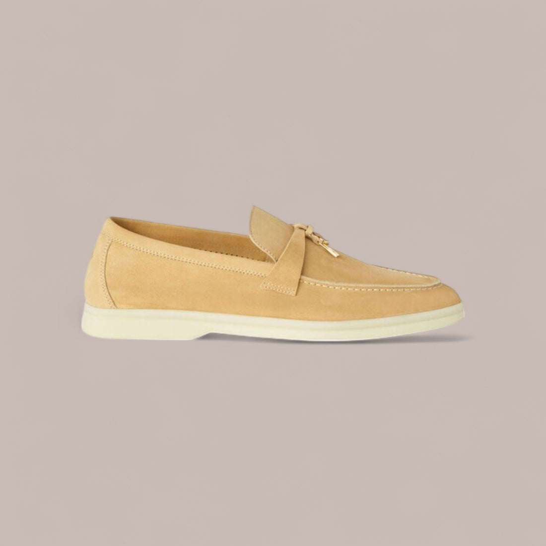 Loro Piana Summer Charms Walk Loafer Suede, Hinoki Wood, Rubber Sole, Gold Hardware, Box Damaged