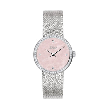 La D de Dior Satine Watch with Pink Mother-of-Pearl Dial