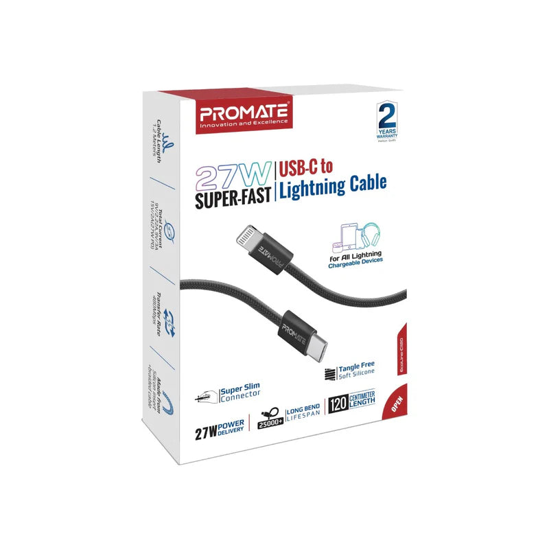 PROMATE EcoLine-Ci120  27W Super-Fast USB-C to Lightning Cable