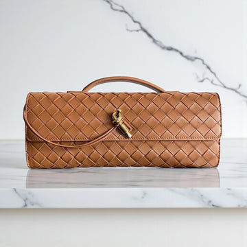 Bottega Veneta Andiamo Clutch Brown Intrecciato Lambskin 30cm