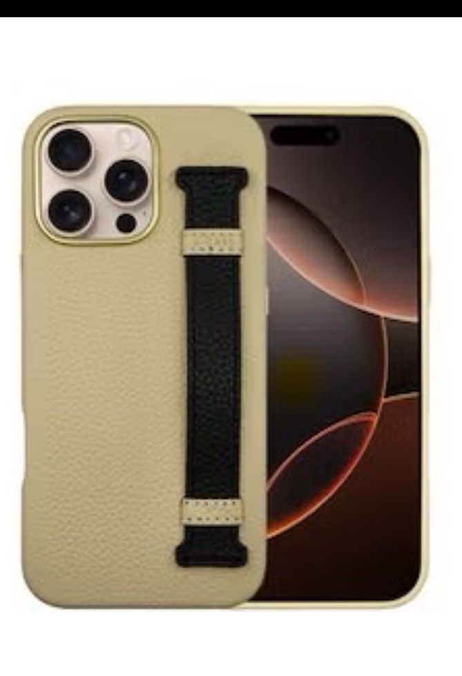 A-Case itsmycase Series Amur Pro Made of 100% Genuine Leather in addition to The Strap Used As Stand Compatible with iPhone 16 Pro Max