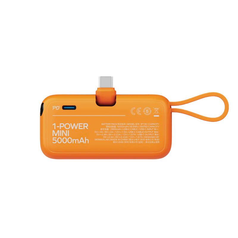MOMAX 1-POWER MINI 5000mAh 3IN1 POWER BANK WITH USB-C PLUG