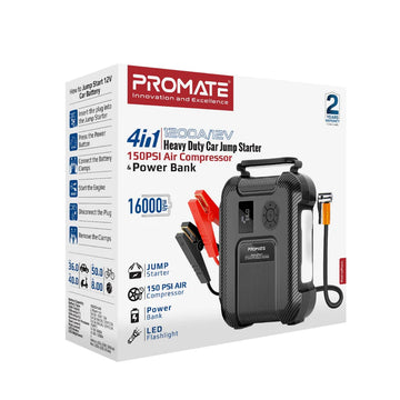 PROMATE PATROL PACK 1200A/12V Heavy Duty Car Jump Starter with 150PSI Air Compressor & Power Bank
