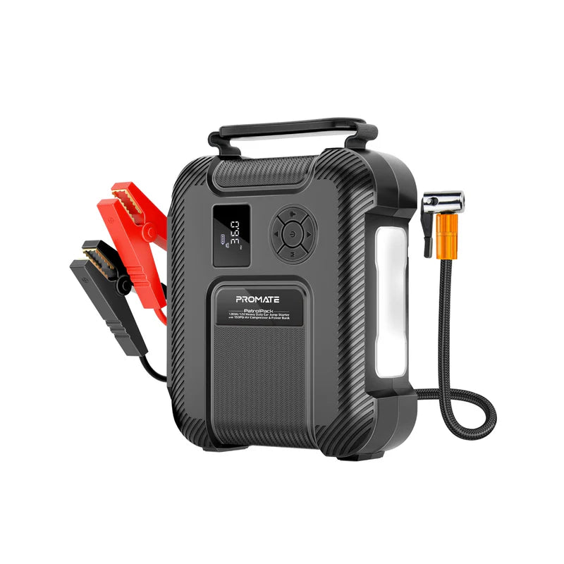 PROMATE PATROL PACK 1200A/12V Heavy Duty Car Jump Starter with 150PSI Air Compressor & Power Bank