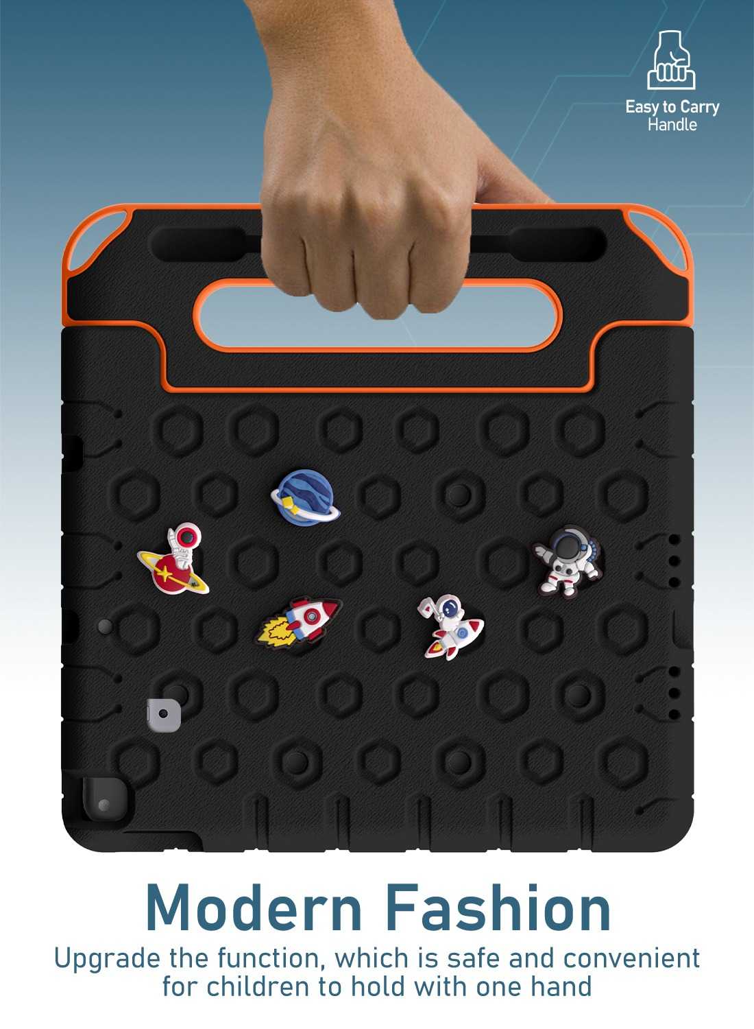Moxedo EVA Silicone Kids Case Cover DIY 3D Cartoon Pattern with Pencil Holder for Apple iPad 7/8/9 (10.2 inch)