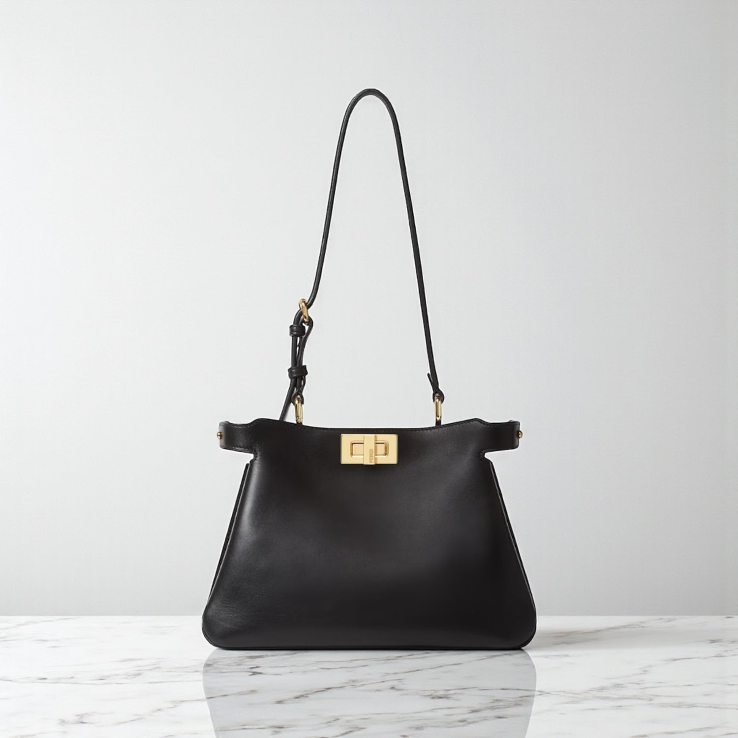 Fendi Peekaboo Soft Small Black Calfskin Bag, 27 cm