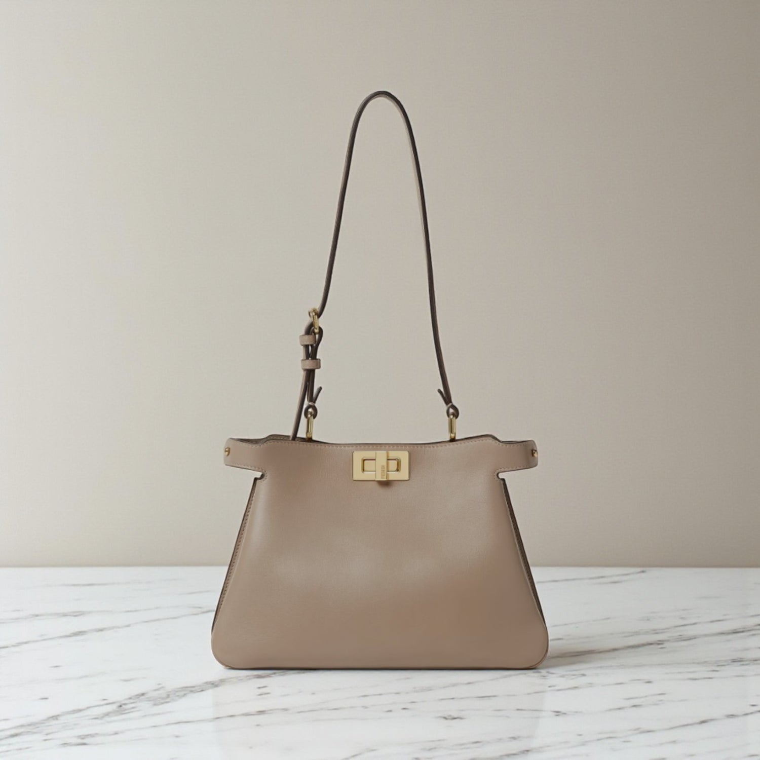 Fendi Peekaboo Soft Small Gray Calfskin Bag, 27 cm