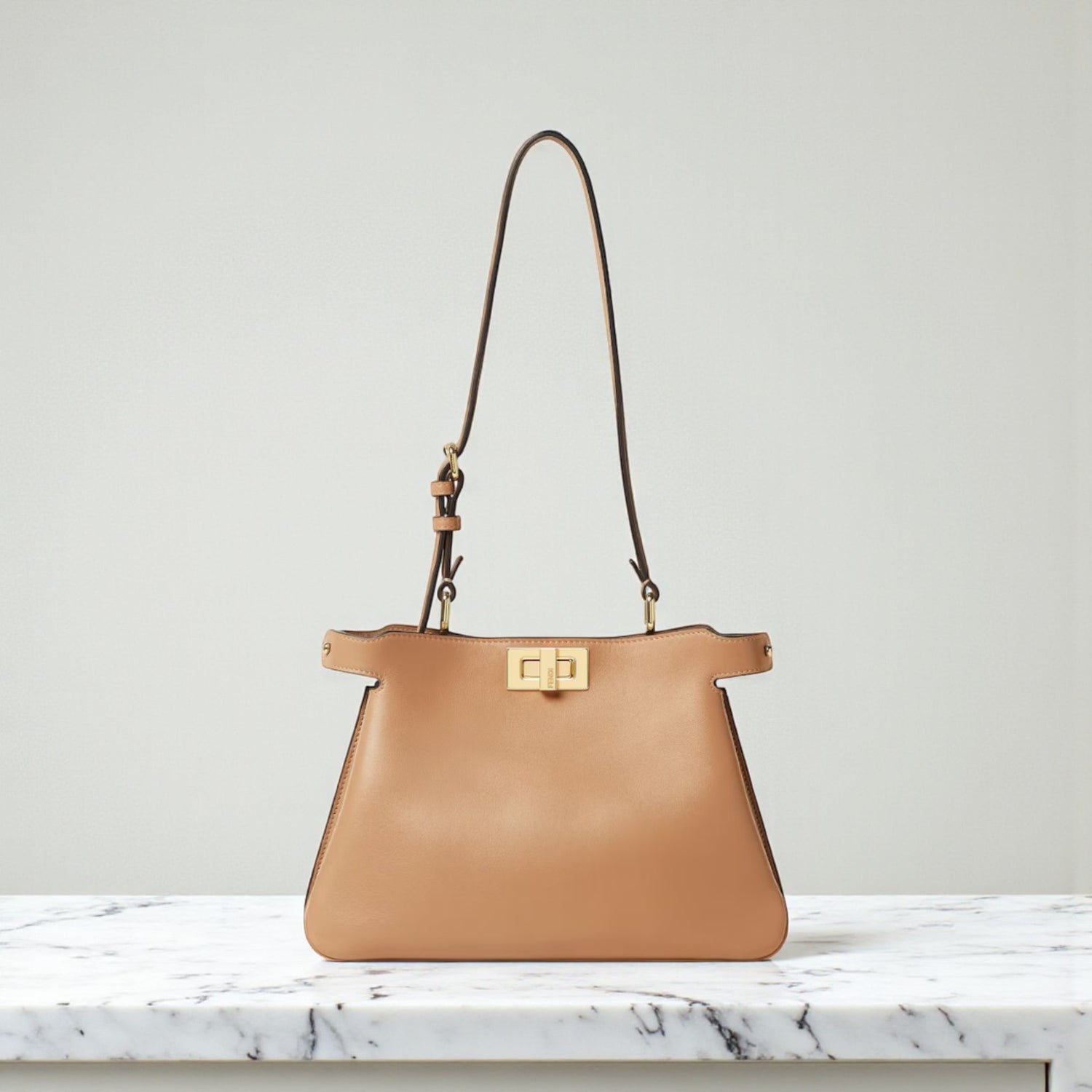 Fendi Peekaboo Soft Small Beige Calfskin Bag, 27 cm