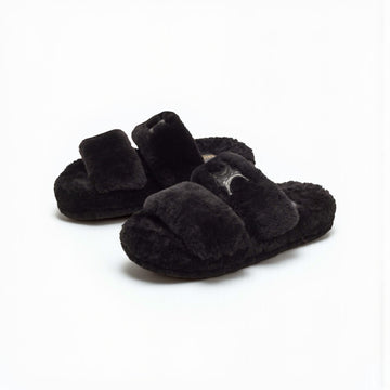 Celine Fur Slides Shearlings, Fur Insole & Exterior, Rubber Outsole, Box Damaged