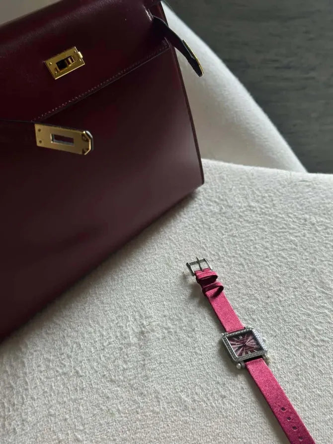 Pansy Retro 24mm White Steel Watch with Pearls & Roman Numerals