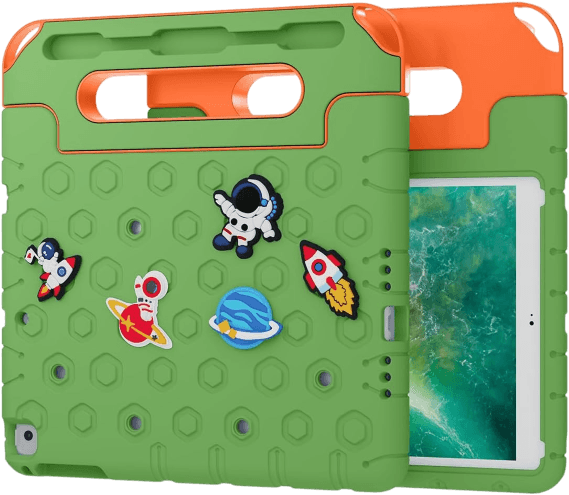 Moxedo Rugged Protective EVA Silicone Kids Case Cover, Shockproof DIY 3D Cartoon Pattern with Pencil Holder, Stand and Handle Grip Compatible for Apple