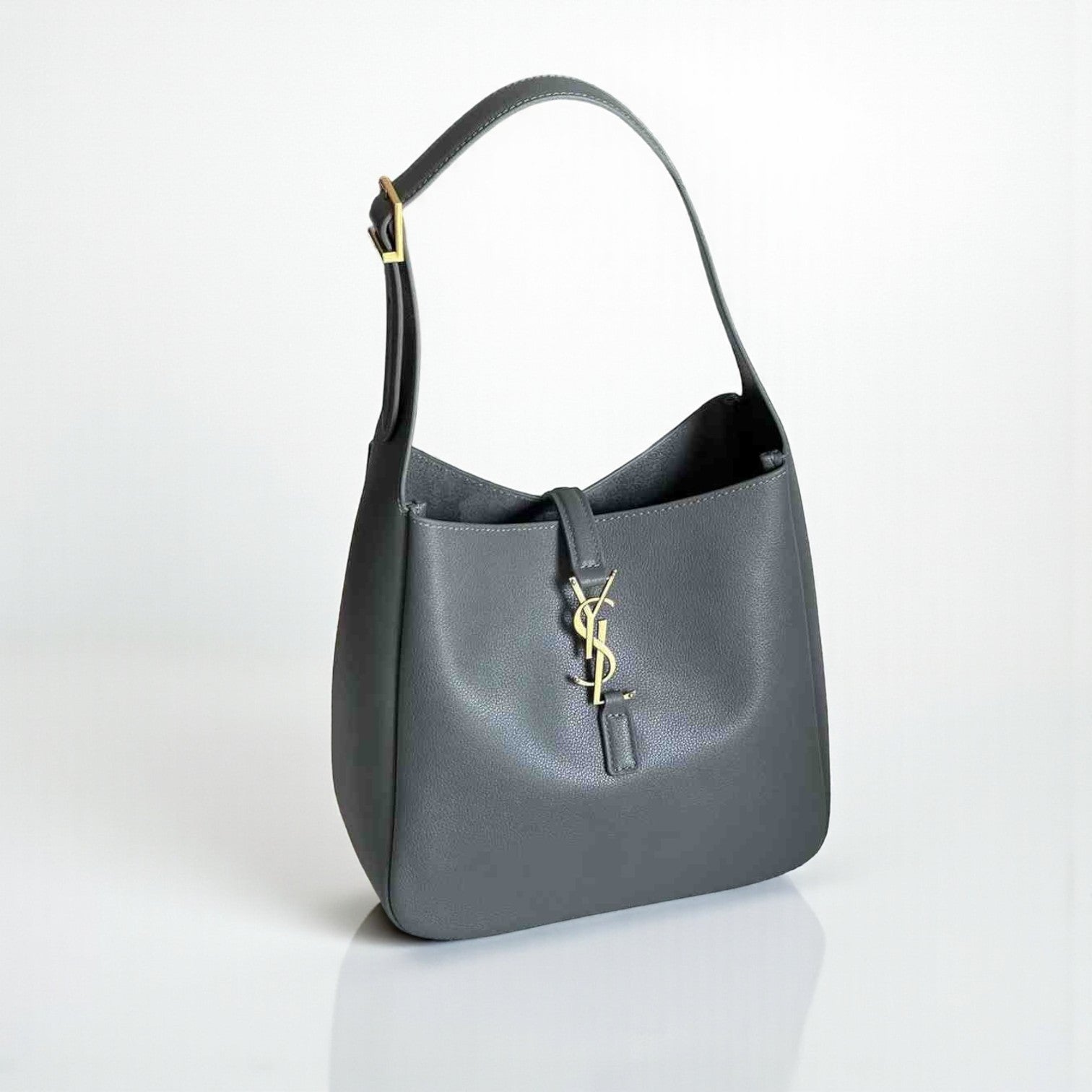 YSL Le 5 A 7 Gray Suede Iconic 22cm Bag