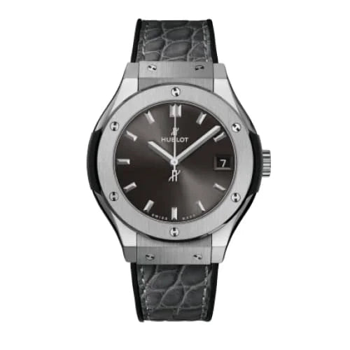 Classic Fusion Titanium Grey 33mm Steel Zircon Leather Strap