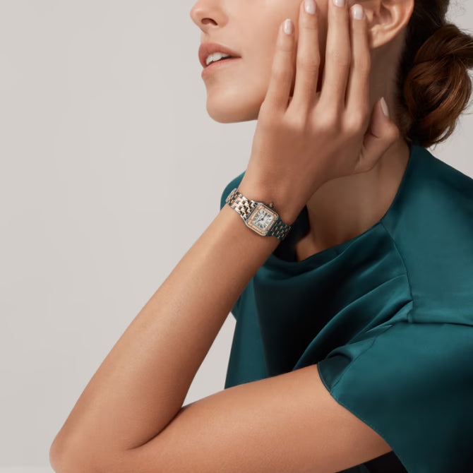 Panthère de Cartier Small 23x30mm Rose & White Gold Zircon Quartz