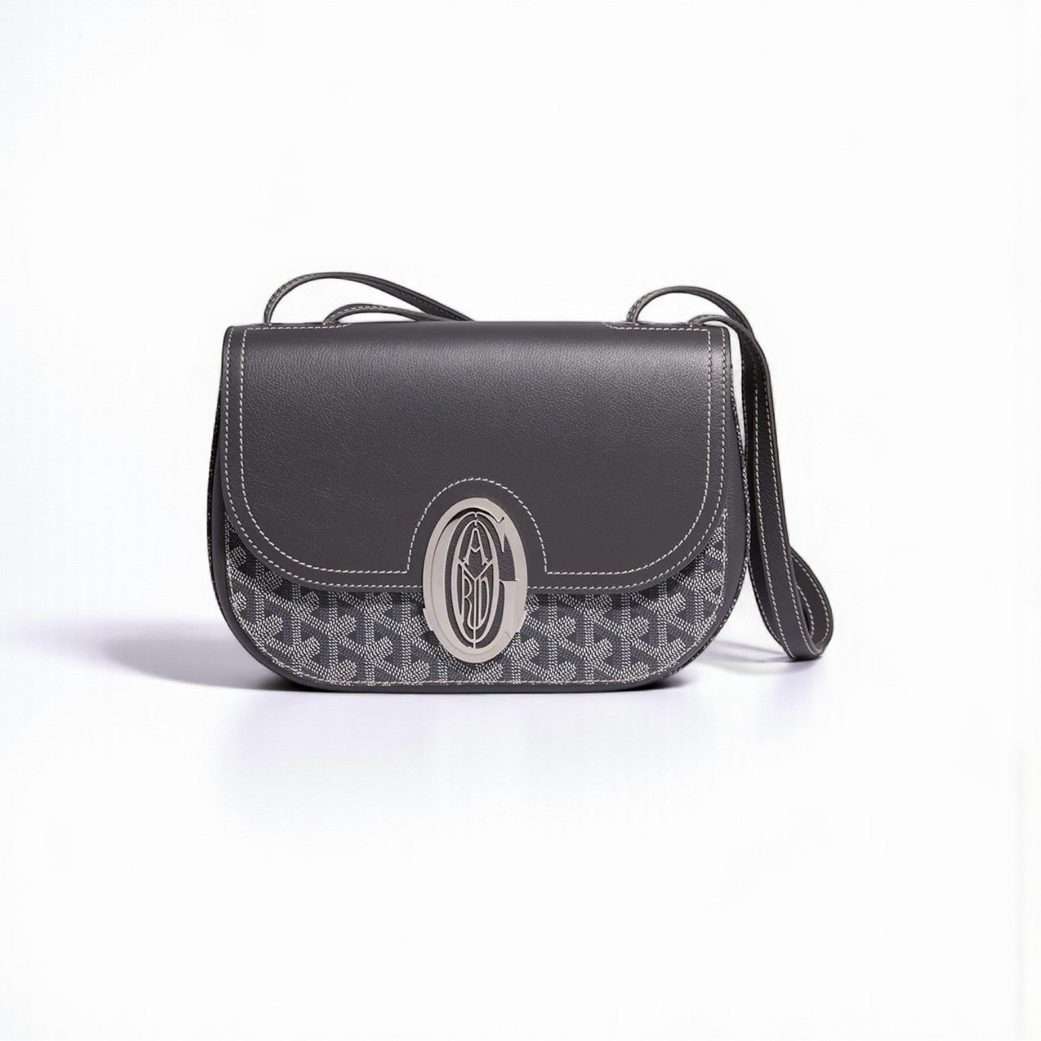 Goyard 233 Bag 25cm Grey Canvas & Calfskin