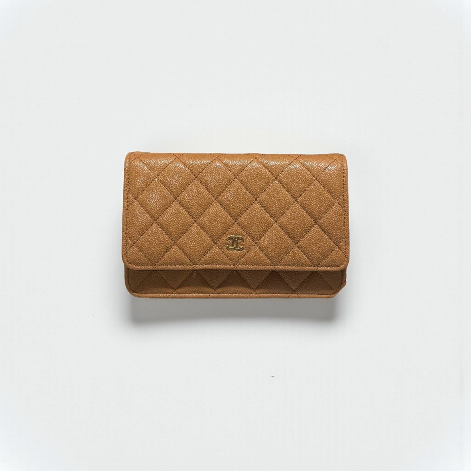 Chanel Wallet on Chain Bag in Beige Caviar Leather with Gold Hardware